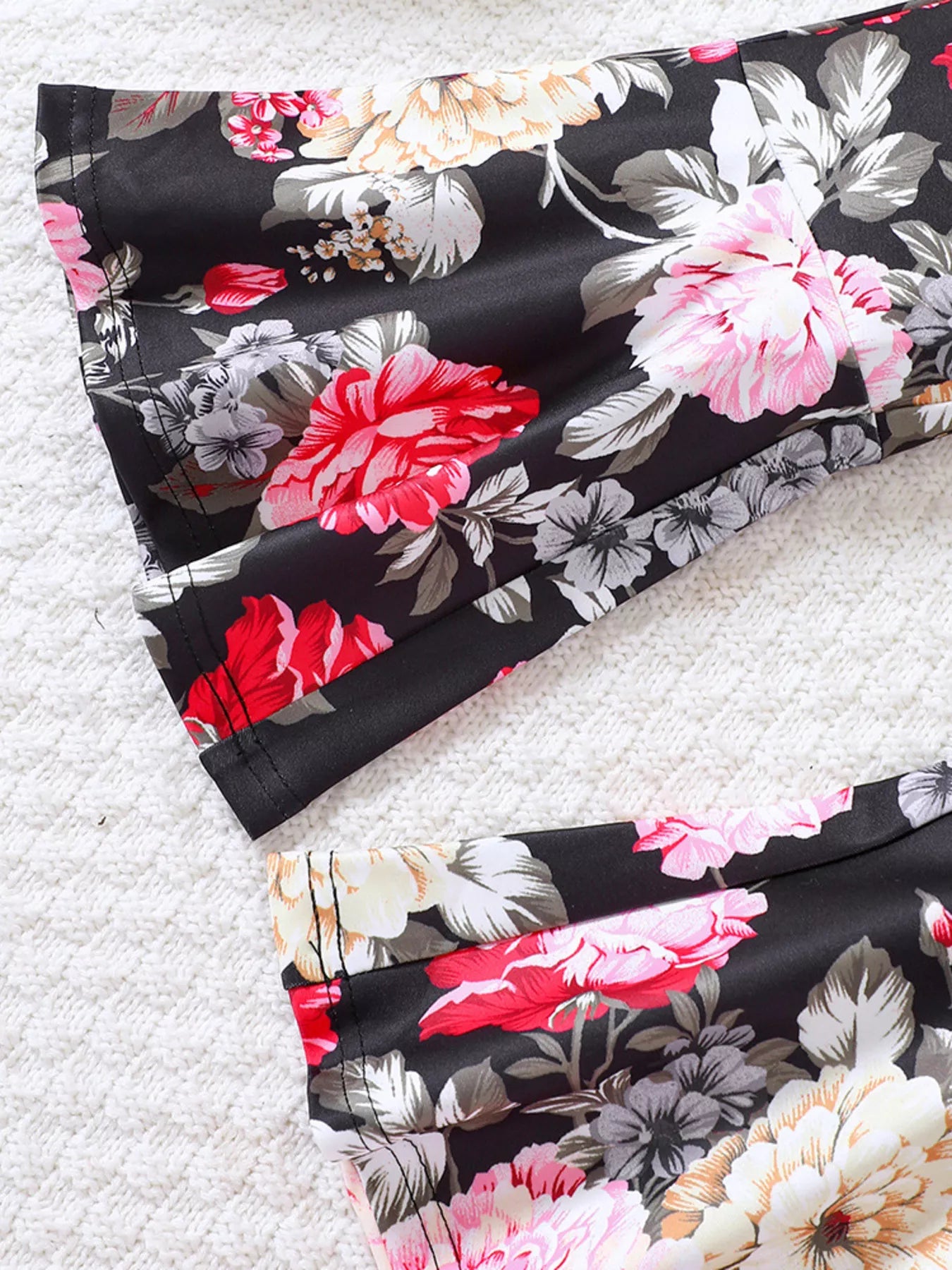 Children's Solid Top & Floral Flare Pants Set - Farnelli