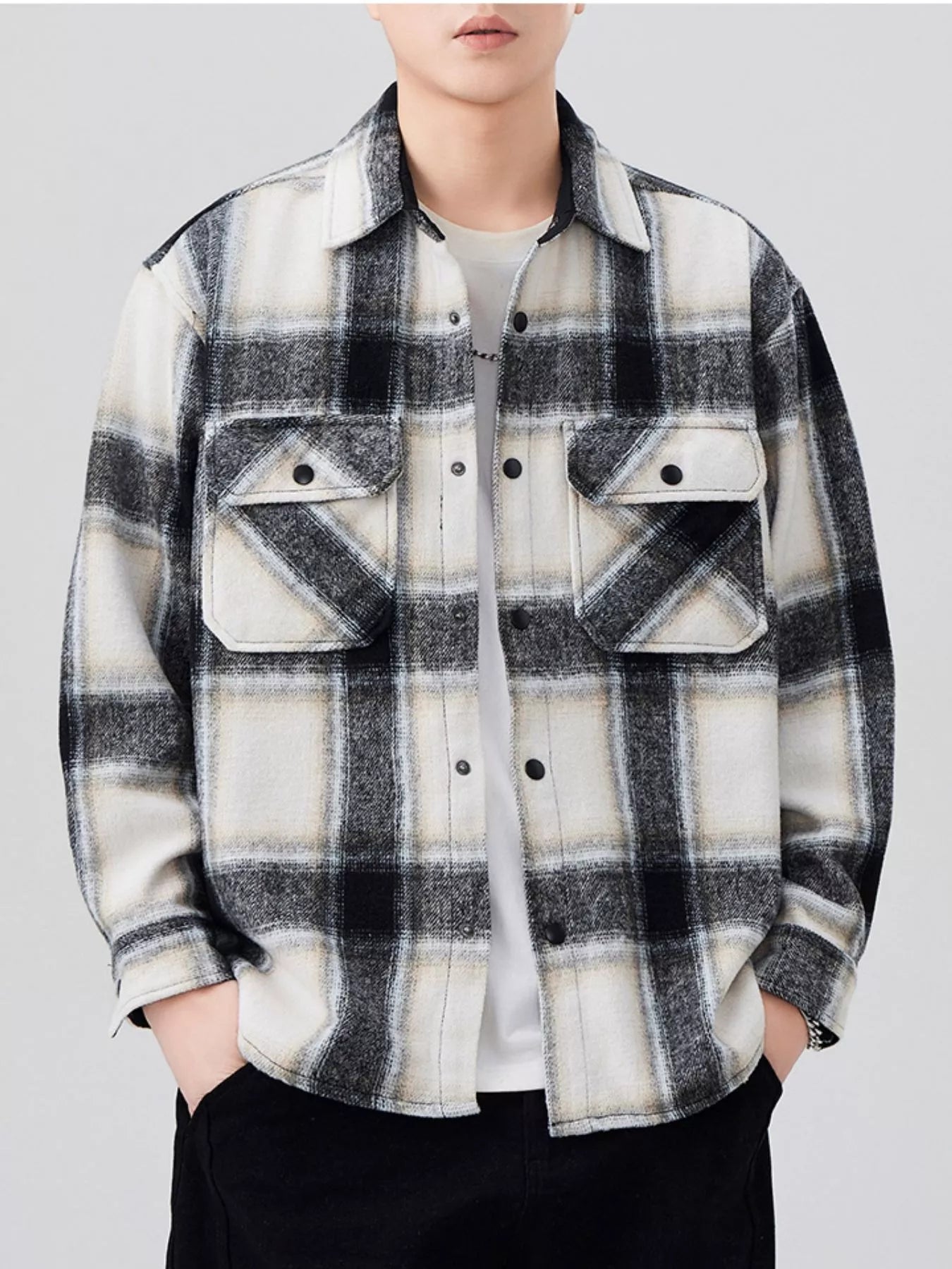 Men's Plaid Button Up Long Sleeve Shirt - Farnelli