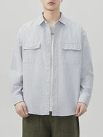 Men's Plus Size Striped Button Up Long Sleeve Shirt - Farnelli