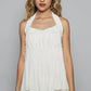POL Backless Halter Sleeveless Top with Smocking Shirring Detail - Farnelli