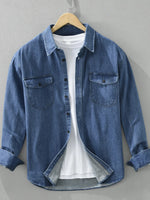 Men's Plus Size Button Up Long Sleeve Denim Shirt - Farnelli