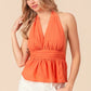 BiBi Back Open With Halter Neck Wrinkled Tank Top - Farnelli