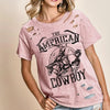 BiBi Cotton Slub Laser Top American Cow Boy Graphic - BLUSH PINK