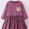 Children's Leopard Print Long Sleeve Dress - Mauve