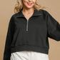 Umgee Full Size Half Zip Cropped Sweatshirt Plus Size - Farnelli