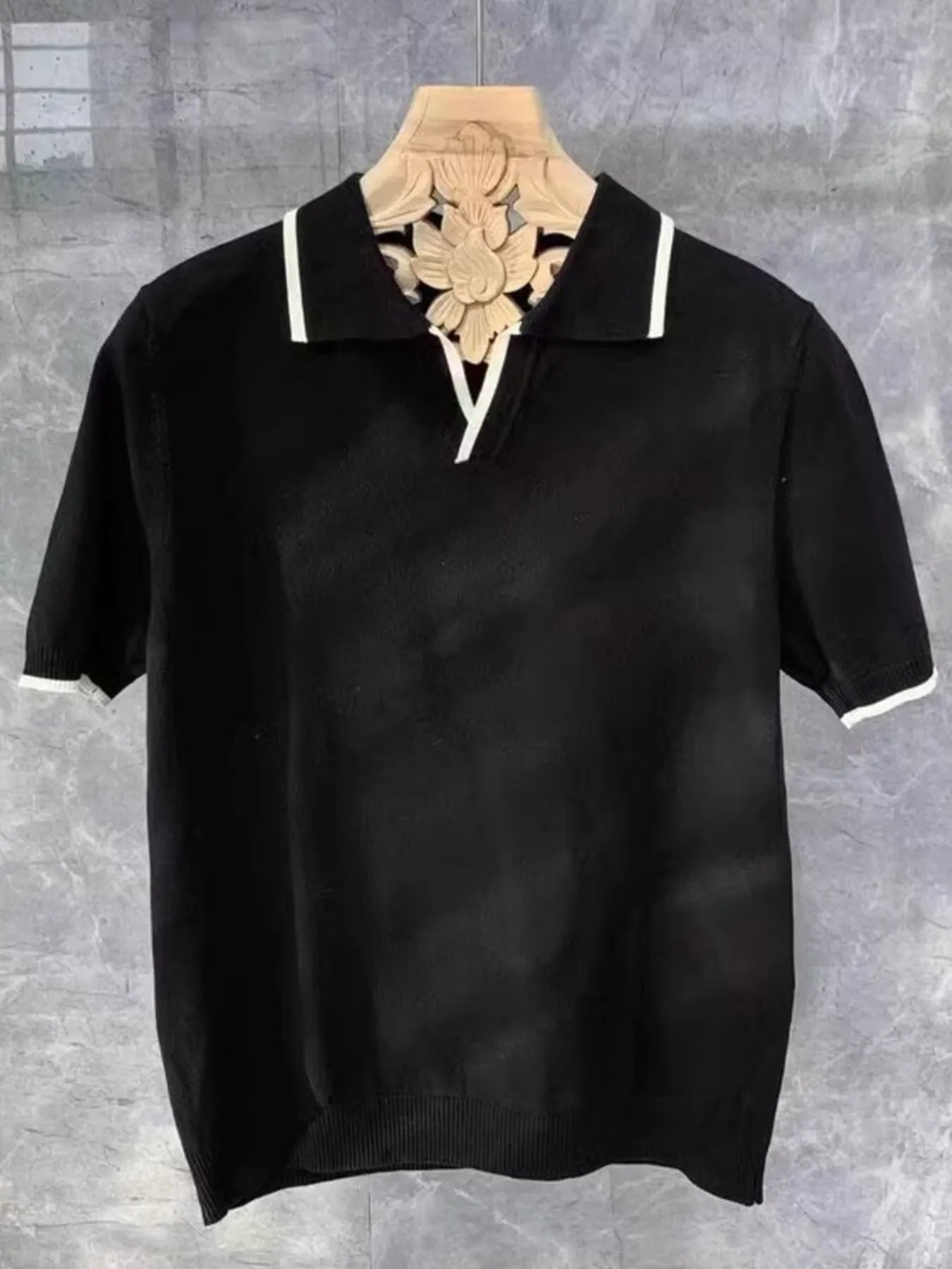 Men's Full Size Contrast Trim Short Sleeve Knit Polo Plus Size - Farnelli