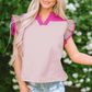 Maci Ruffled Sleeve Frill V Neck Blouse - Farnelli