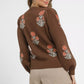 Umgee Floral Knit Sweater with Puff Sleeves - Farnelli