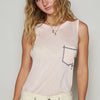 POL Floral Detail Pocket Patch Tank Top - Blush Pink