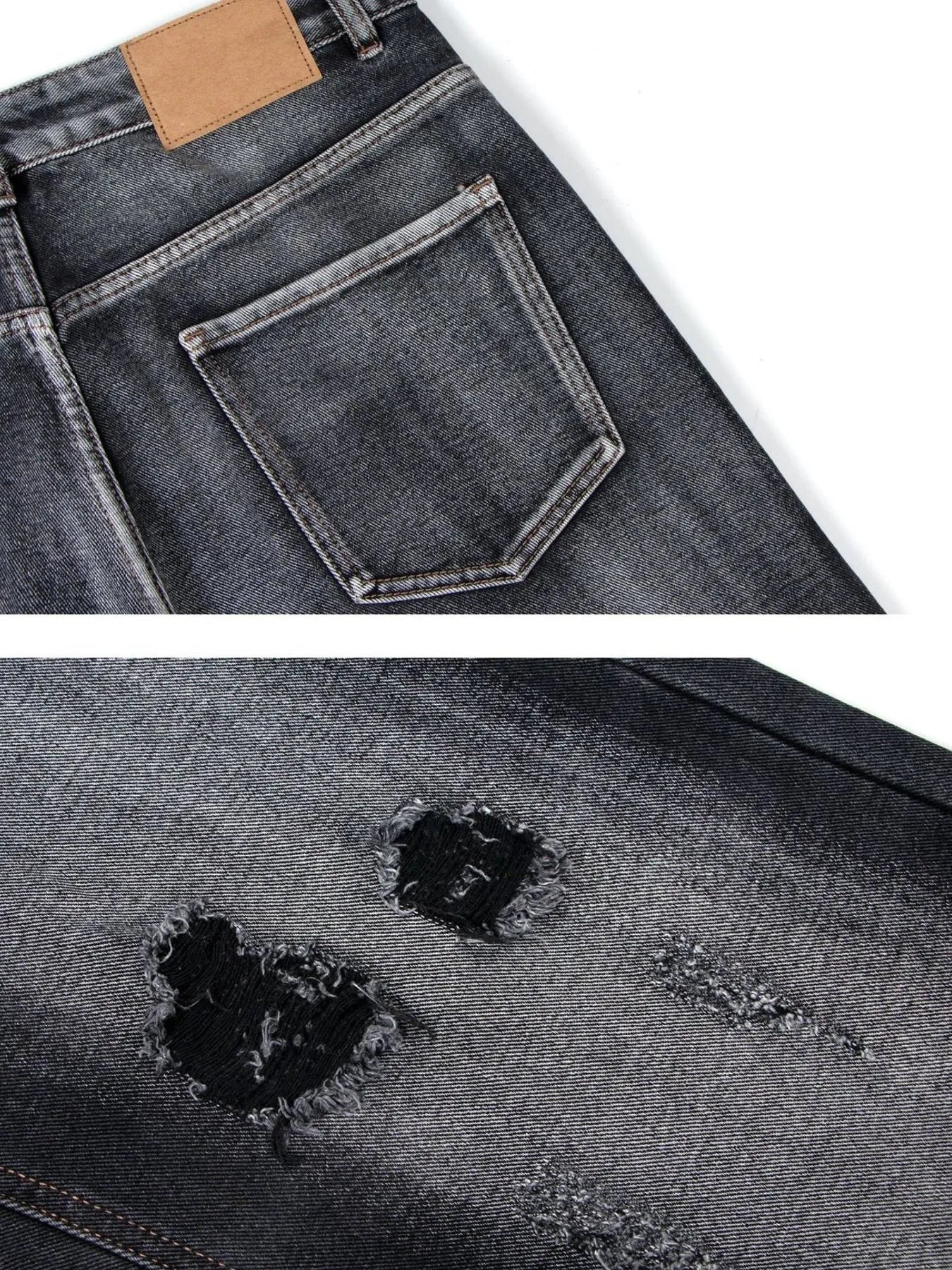 Men's Distressed Wide-Leg Jeans - Farnelli