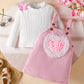 Children's Heart Decor Corduroy Overall Dress & Ribbed Top Set - Farnelli