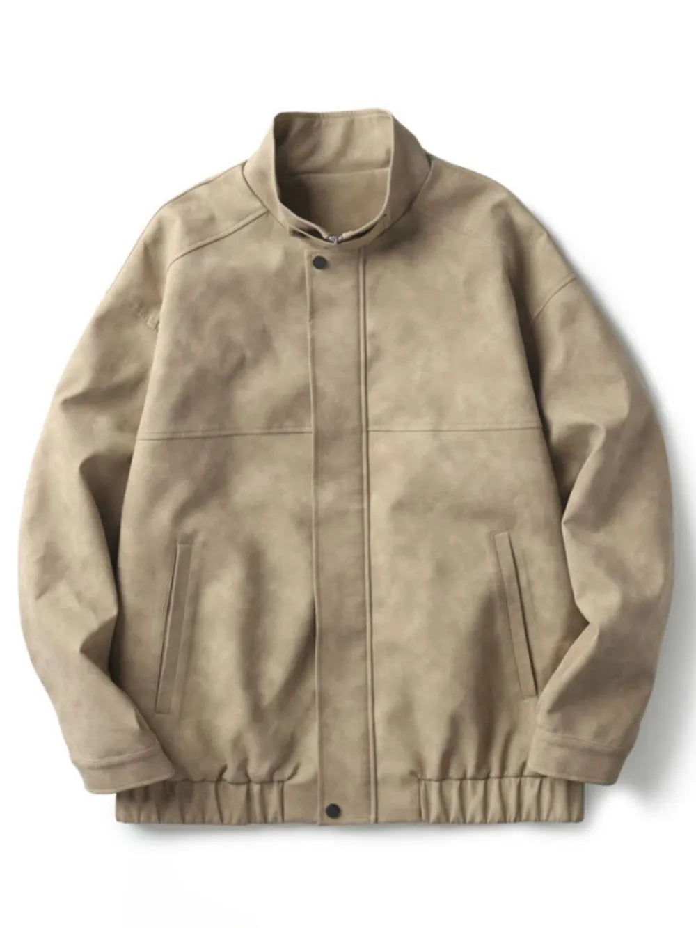 Men's Plus Size Zip Up Stand Collar Biker Jacket - Farnelli