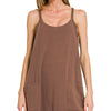 Zenana Cami Mini Dress with Built-in Romper Liner - BROWN