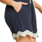 Umgee Full Size Color Blocked Scalloped Hem Shorts Plus Size - Farnelli