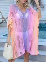Openwork Contrast V-Neck Cover-Up - Farnelli