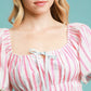 Umgee Smocked Striped Short Sleeve Midi Dress - Farnelli