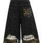 Men's Distressed Camo Trim Denim Bermuda Shorts - Farnelli