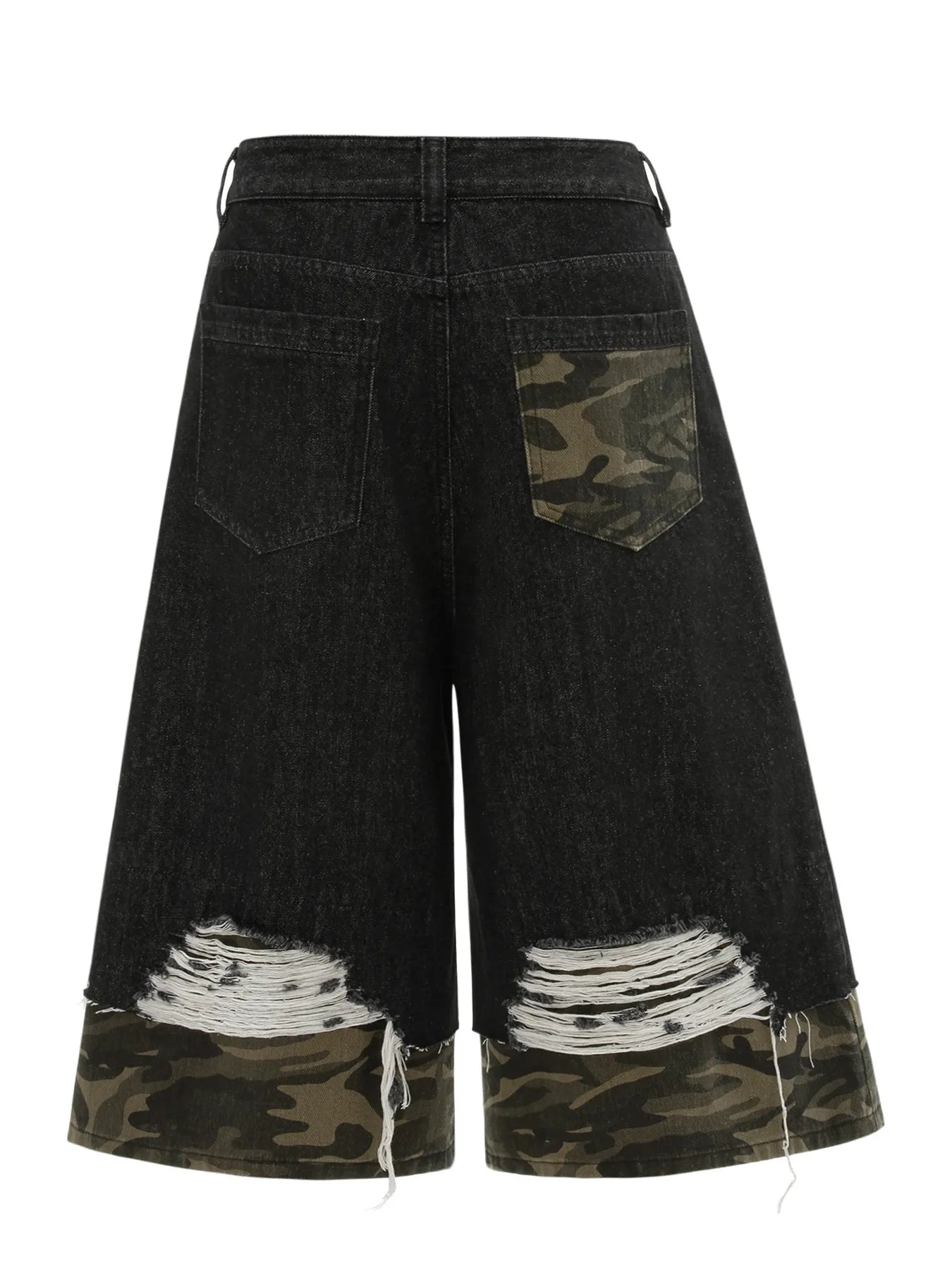 Men's Distressed Camo Trim Denim Bermuda Shorts - Farnelli