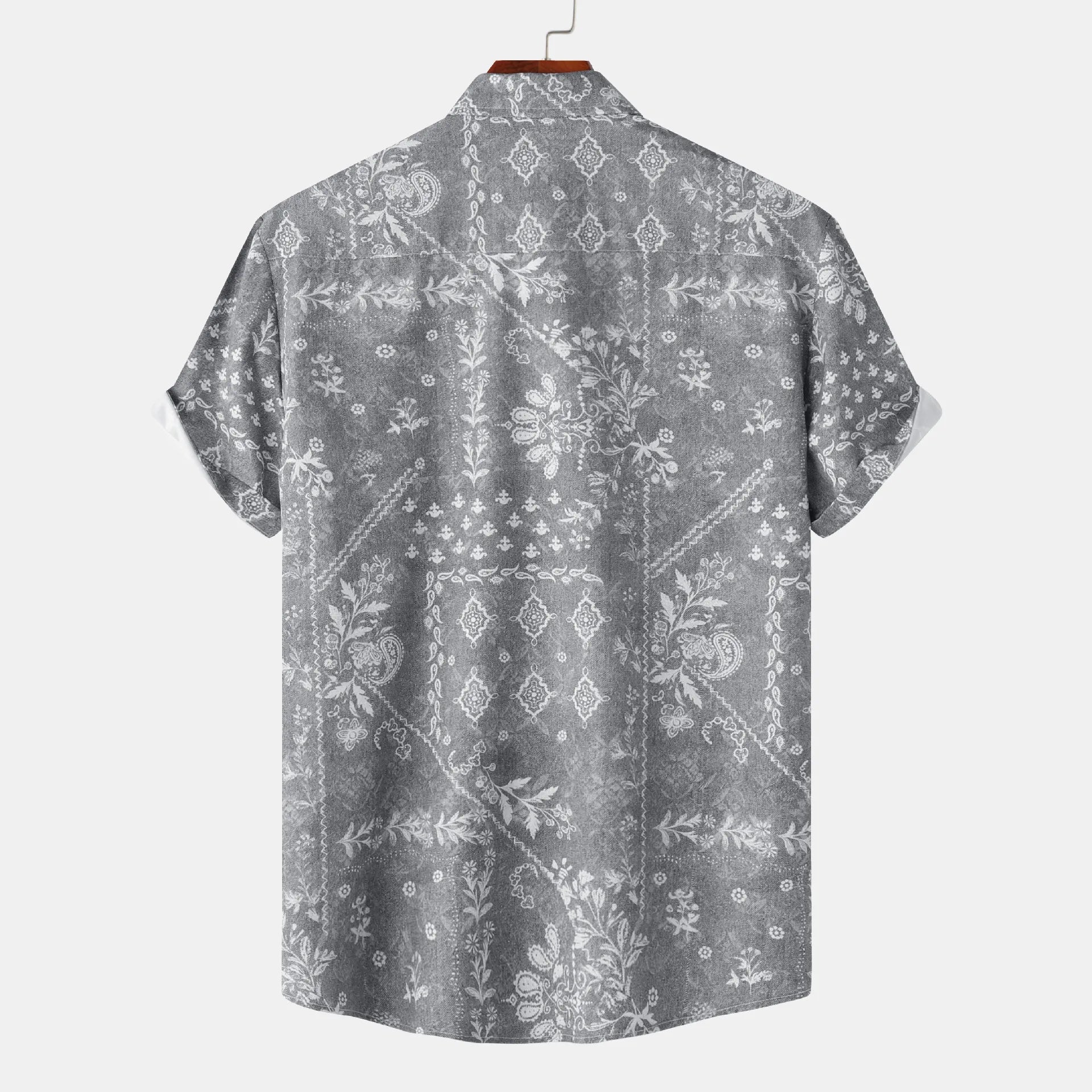 Men's Printed Short Sleeve Button-Up Shirt - Farnelli