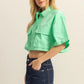 HYFVE Front Pockets Poplin Collared Neck Crop Shirt - Farnelli