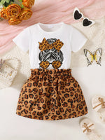 Children's Leopard Graphic Tee & Skirt Set - Farnelli