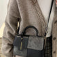 Color Block Flap Crossbody Bag with Top Handle - Farnelli