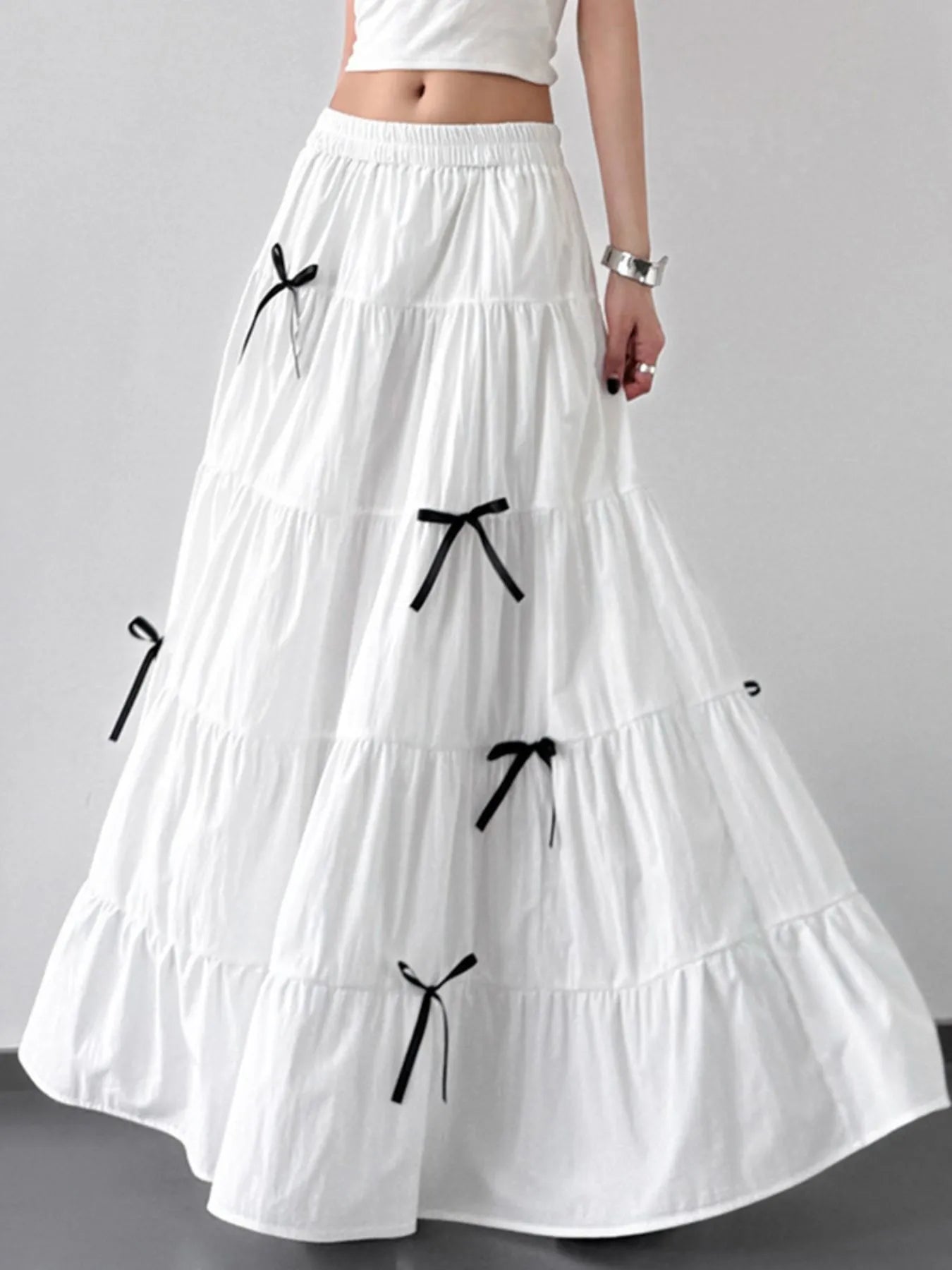 Tiered Bow Maxi Skirt - Farnelli