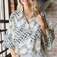 First Love Tiger Print Collared Neck Long Sleeve Satin Shirt - Farnelli