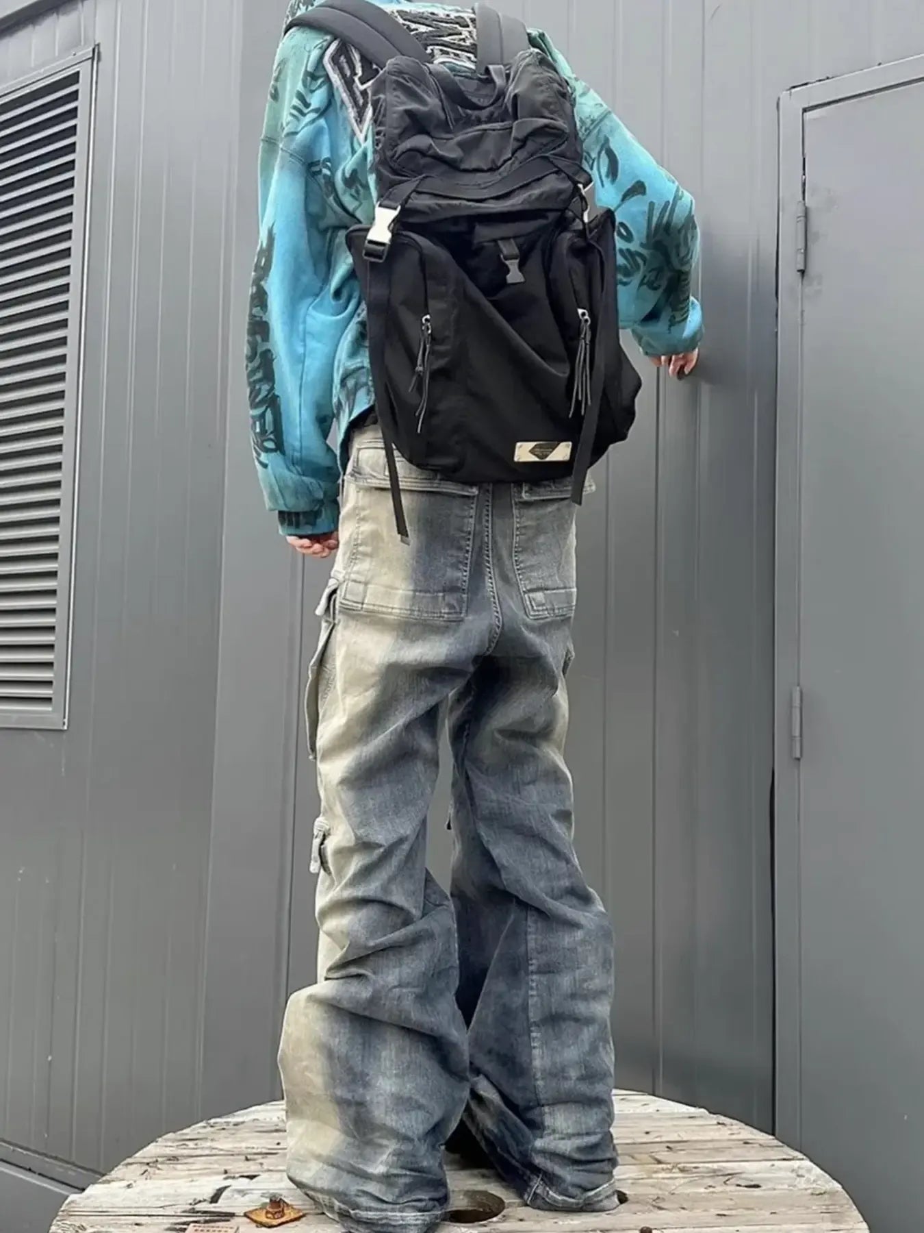 Men's Washed Cargo Jeans with Drawstring Waist - Farnelli