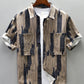 Men's Plus Size Printed Button Up Short Sleeve Shirt - Farnelli