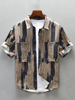 Men's Plus Size Printed Button Up Short Sleeve Shirt - Farnelli