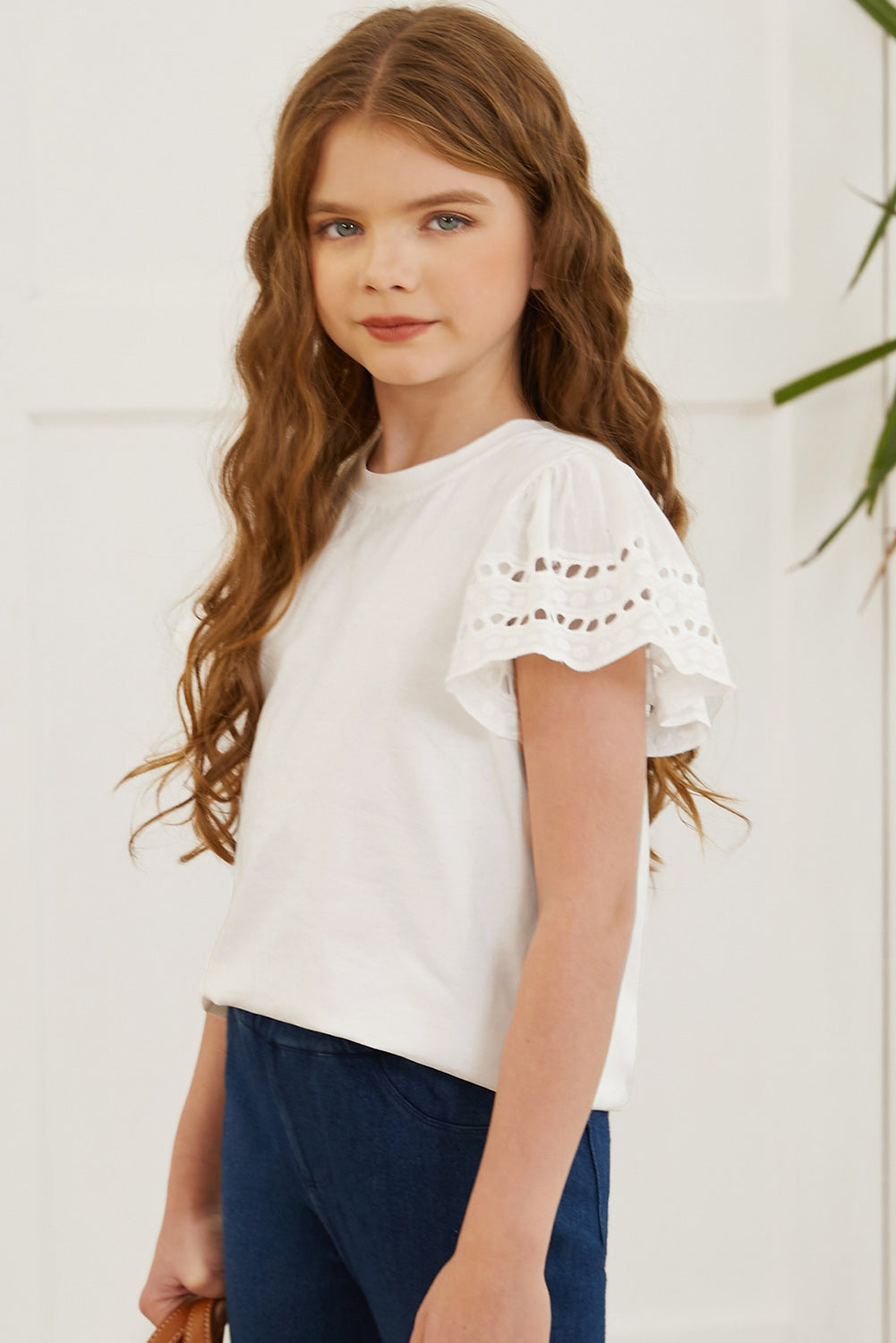 Round Neck Flutter Sleeve T-Shirt - Farnelli