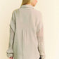 Davi & Dani Crochet Sleeve Crinkled Texture Shirt - Farnelli
