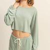 HYFVE Boat Neck Long Sleeve Cropped Top - SAGE GREEN