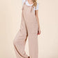 BOMBOM Knot Straps Wide Leg Ribbed Overalls with Pockets - Farnelli