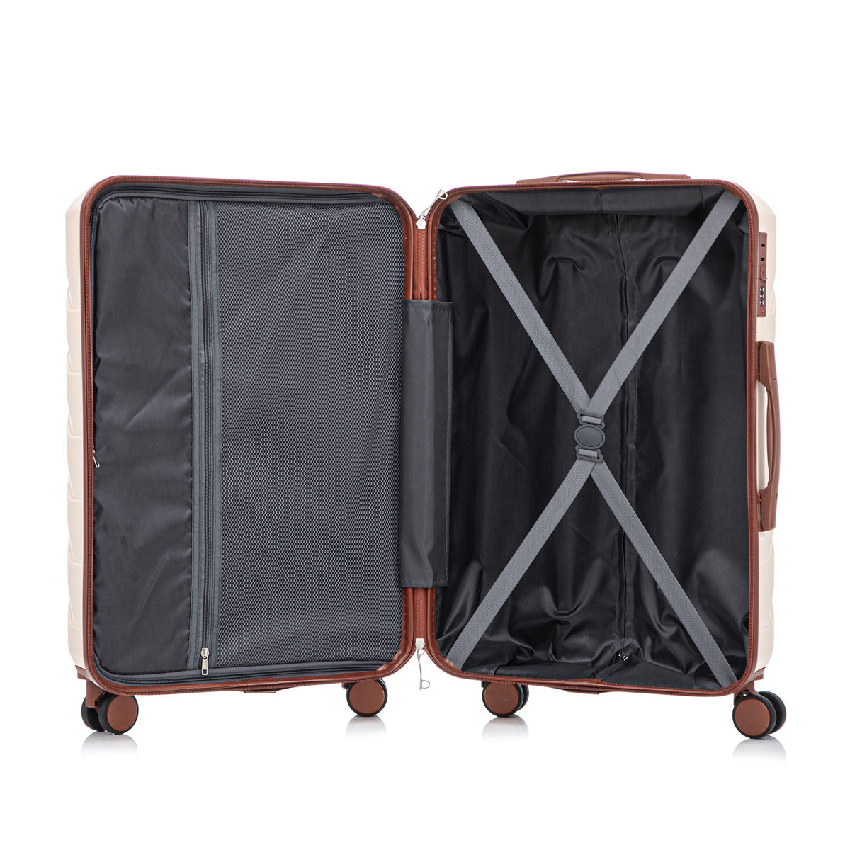 HouseOfZazla 3-piece spinner wheel luggage set with combination locks in assorted sizes