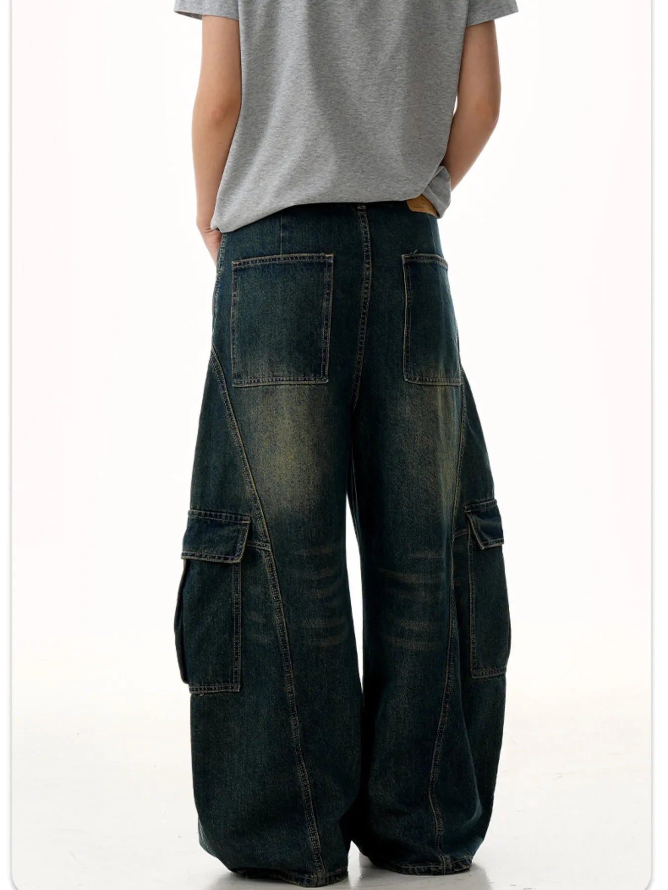 Men's Wide Leg Wash Cargo Jeans - Farnelli