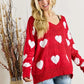 ADORA Full Size Heart V-Neck Knit Top Plus Size - Farnelli