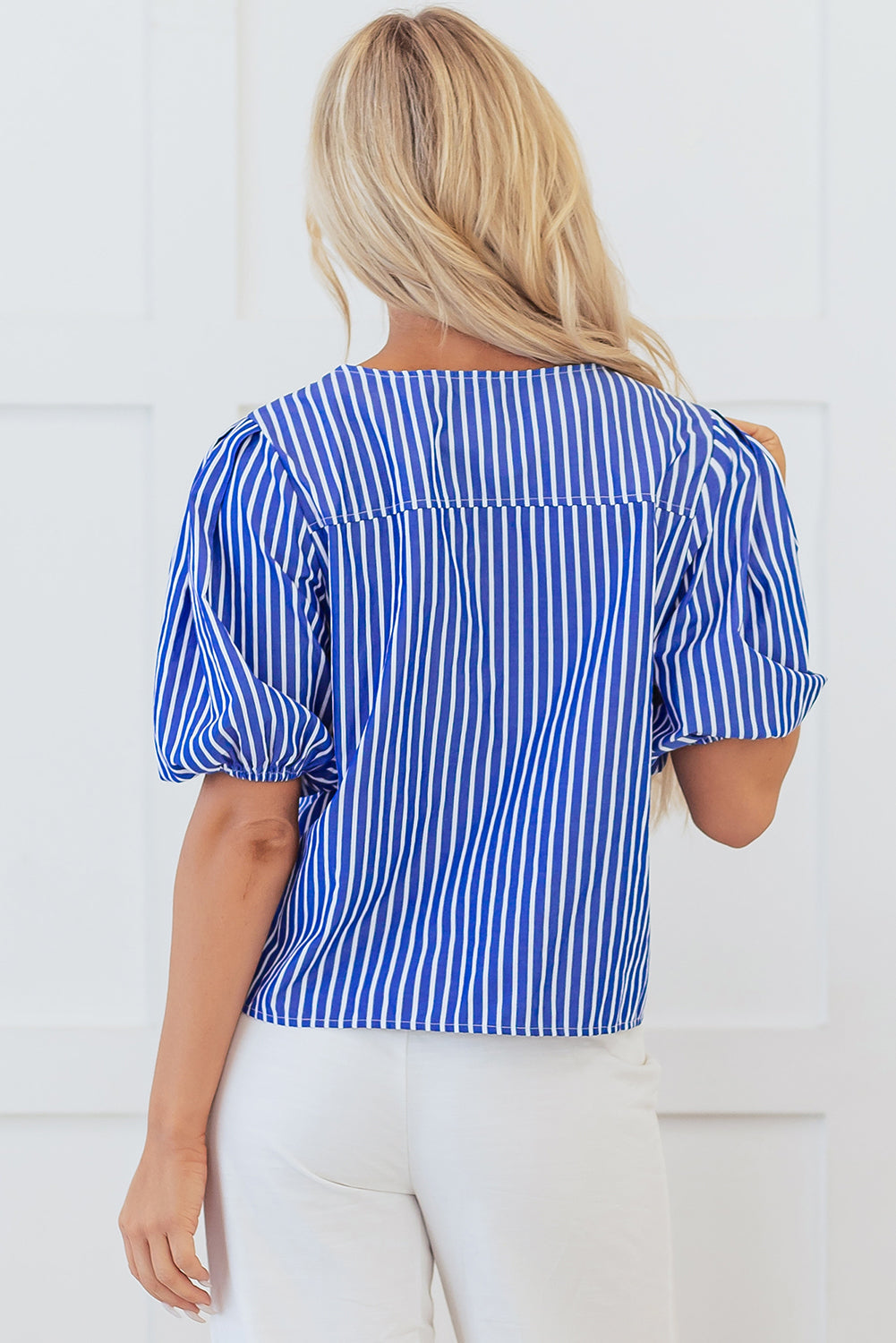 Dream Stripe Tied Front Blouse - Farnelli