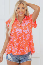 Karla Floral Collared Button Blouse - Farnelli