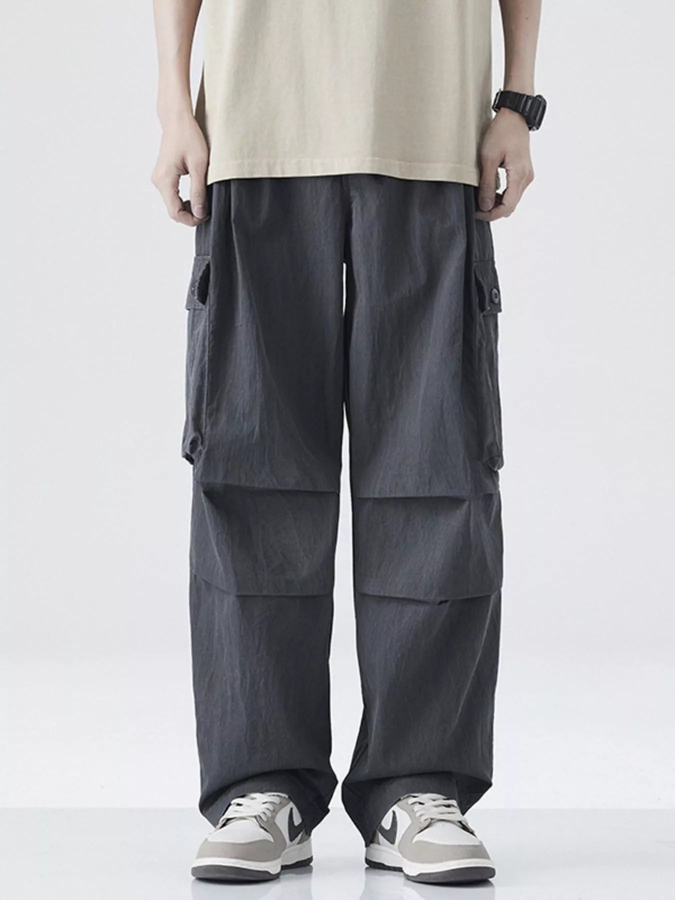 Men's Drawstring Wide Leg Cargo Pants - Farnelli