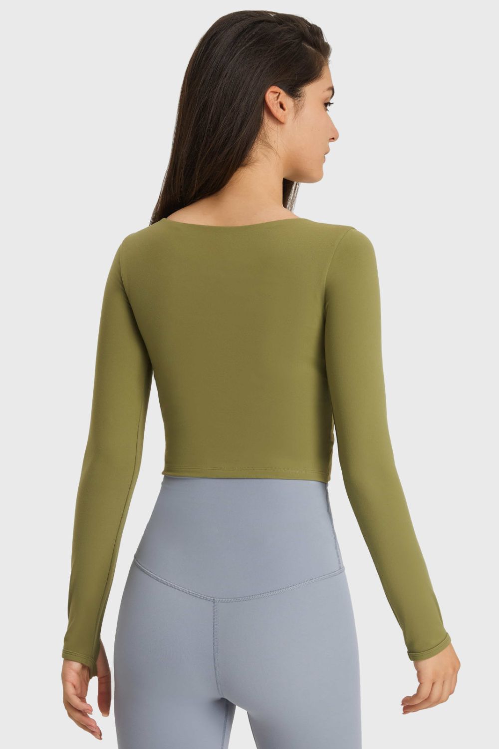Millennia Cutout Long Sleeve Cropped Sports Top - Farnelli