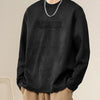 Men's Plus Size Round Neck Long Sleeve Sweatshirt - Black