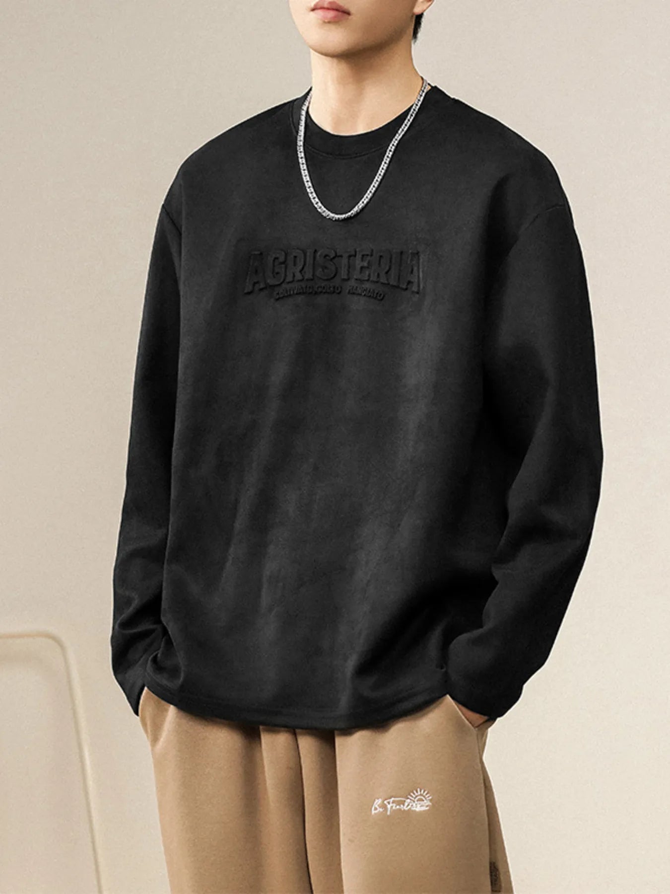 Men's Plus Size Round Neck Long Sleeve Sweatshirt - Farnelli