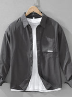 Men's Plus Size Casual Solid Color Long Sleeve Shirt - Farnelli