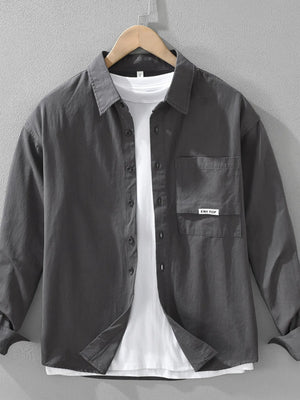 Men's Plus Size Casual Solid Color Long Sleeve Shirt - Farnelli