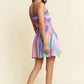 Davi & Dani Multi Color Ombre Printed Bodice Button Up Dress - Farnelli