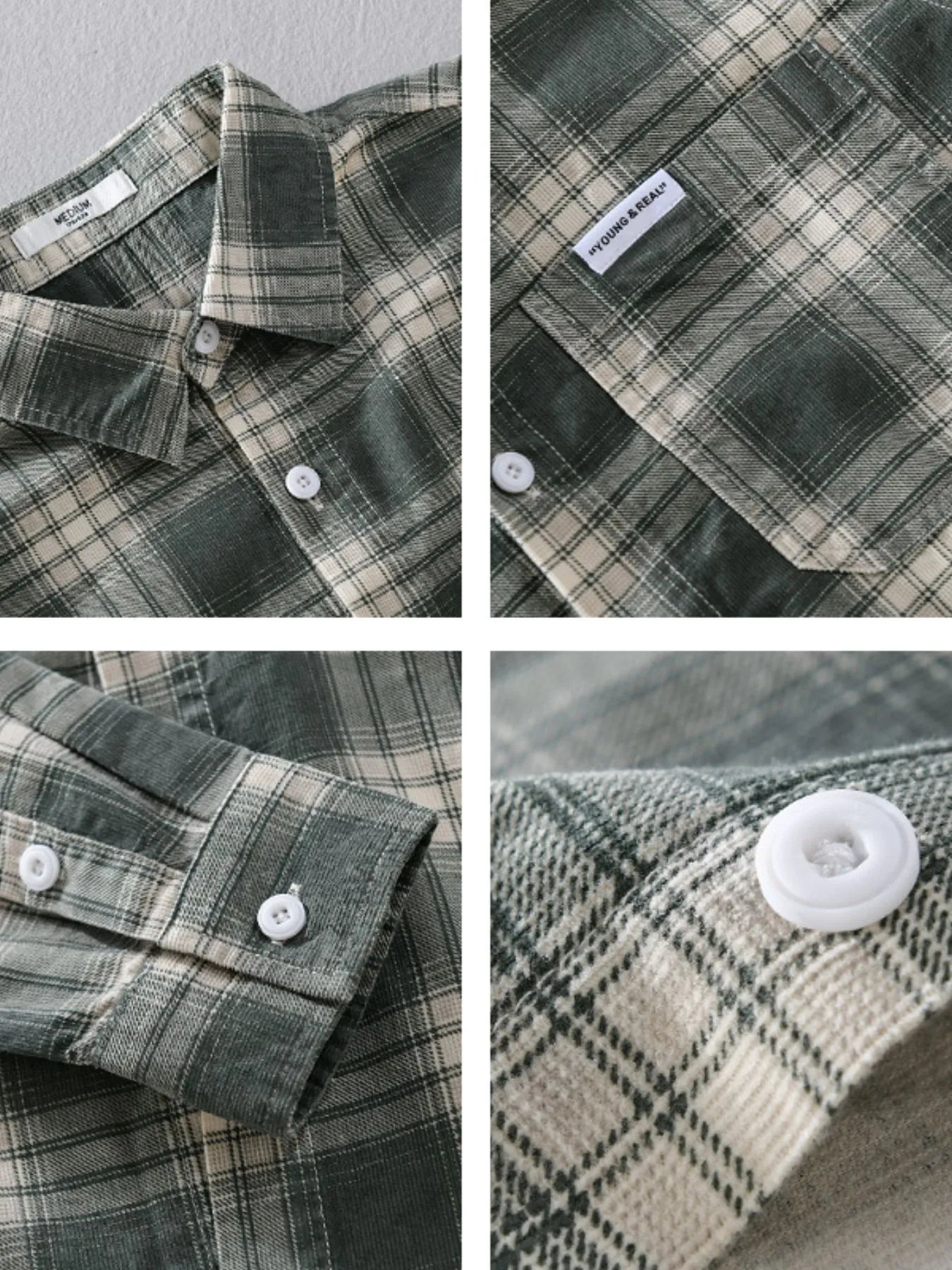 Men's Plus Size Plaid Button Up Long Sleeve Shirt - Farnelli