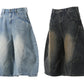 Men's Washed Wide Leg Denim Shorts - Farnelli