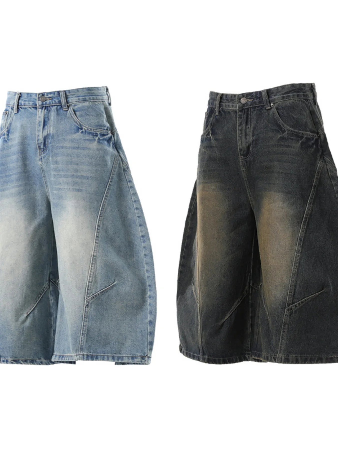 Men's Washed Wide Leg Denim Shorts - Farnelli